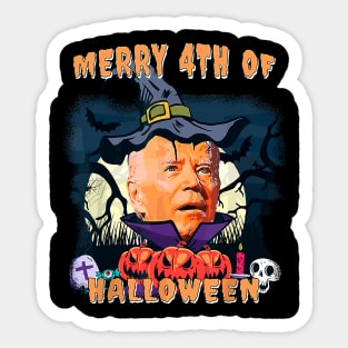 Merry 4th Of Halloween Funny Joe Biden Confused Happy Halloween Sticker